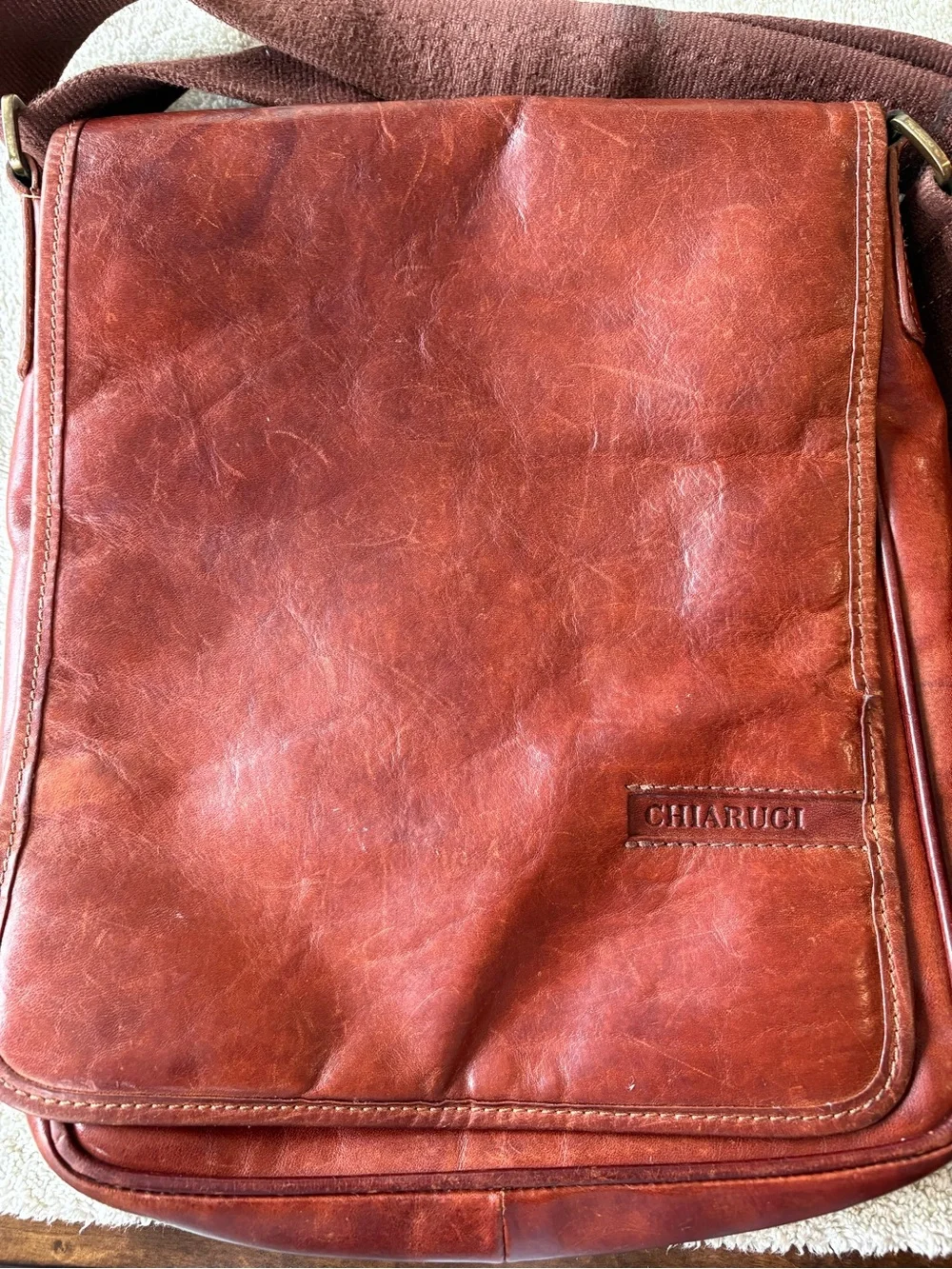 Chiarugi Brown Italian Leather Messenger Bag